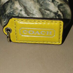 Coach Handbag Yellow Silver Leather Hang Tag Only Coach Keychain Bag Charm